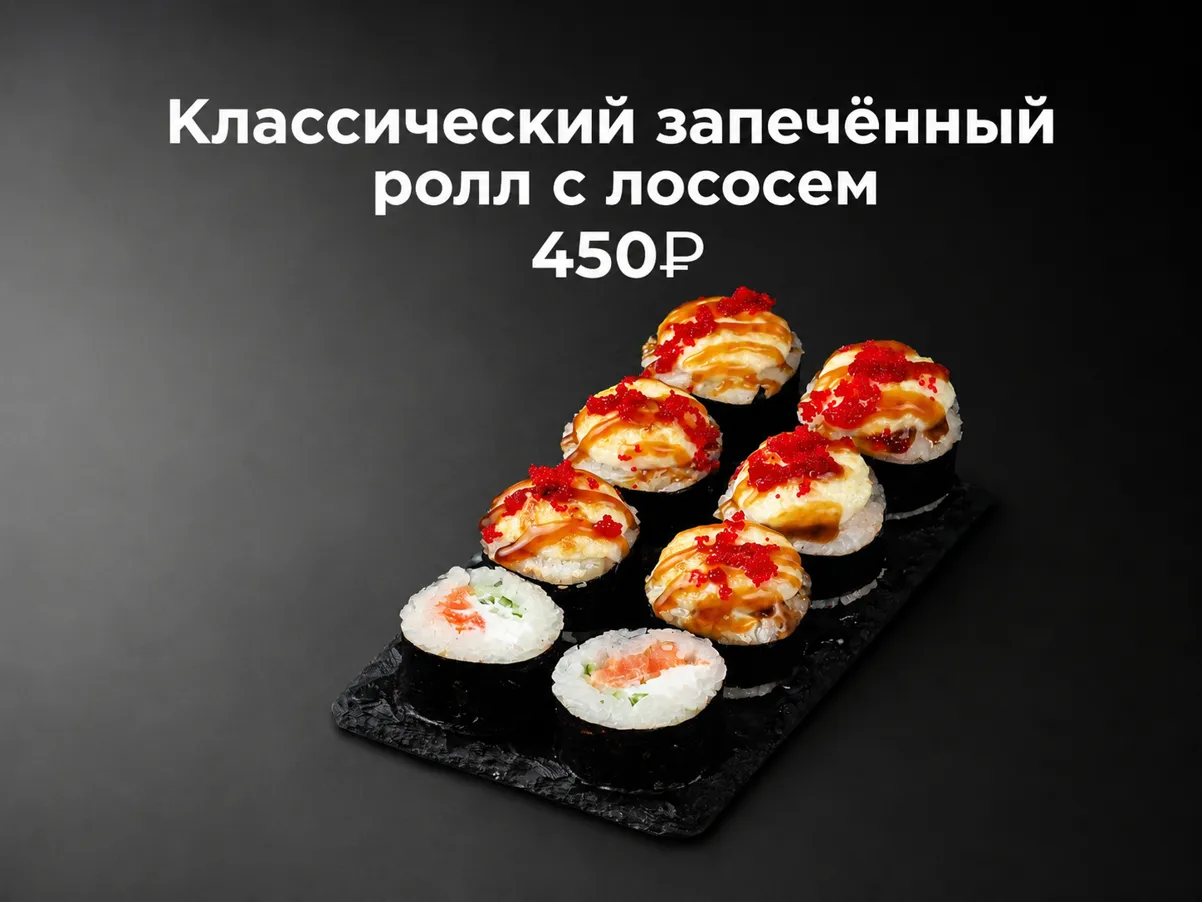 Классический запеченный ролл с лососем