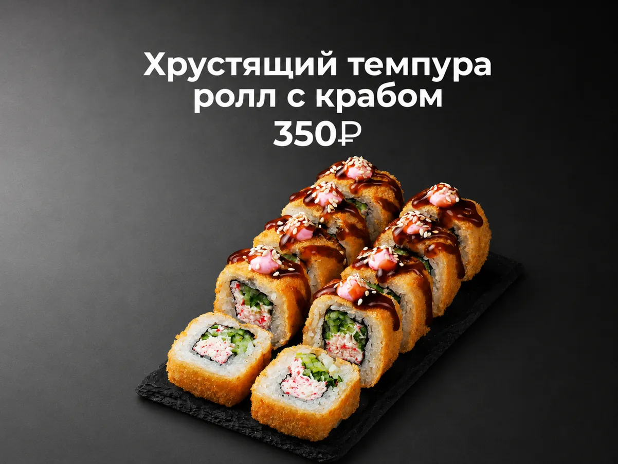Хрустящий темпура ролл с крабом