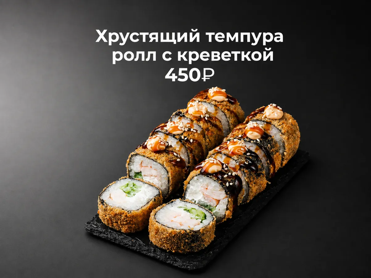 Хрустящий темпура ролл с креветкой